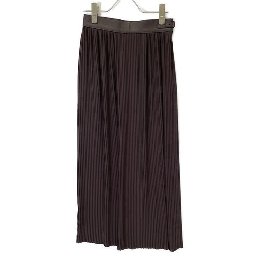 Hermes 21AW Brown Leather Belt Pleated Long Skirt 34