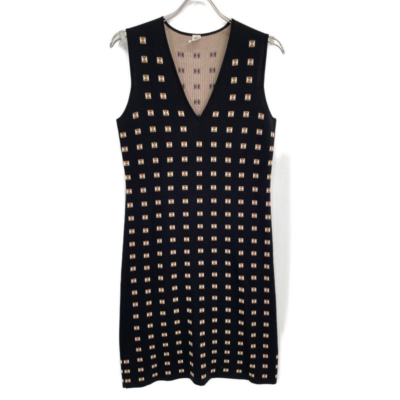 Hermes Black Silk Medall No Sleeve One Piece 36