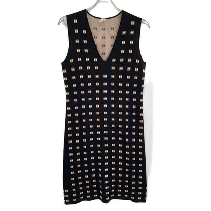 Hermes Black Silk Medall No Sleeve One Piece 36