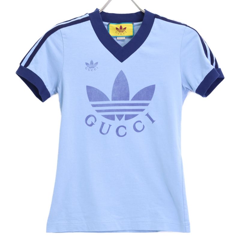 Gucci Xadidasadidas []693636 Xjebz Logo Print V-neck Short Sleeve T-shirt XXS