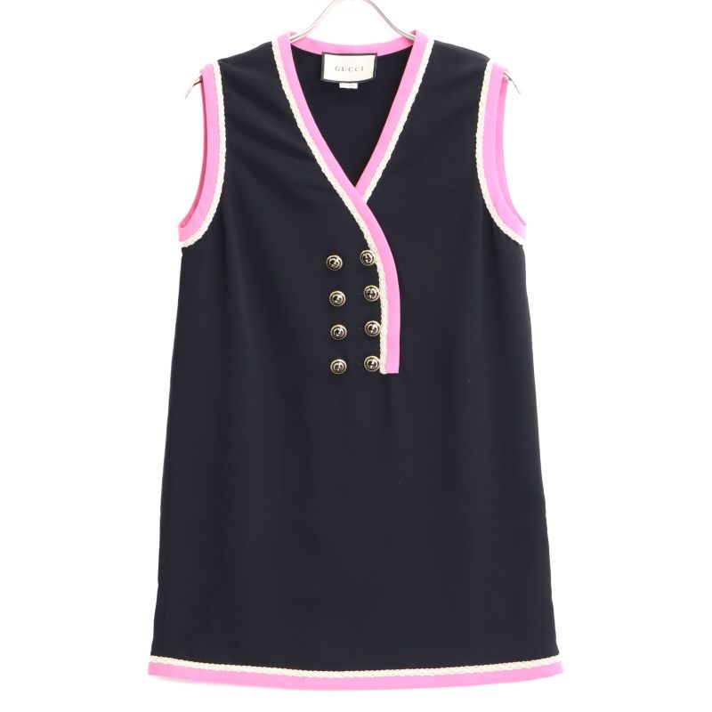Gucci []577114 Design Piping GG Button Sleeveless 36