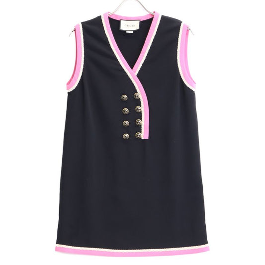 Gucci []577114 Design Piping GG Button Sleeveless 36