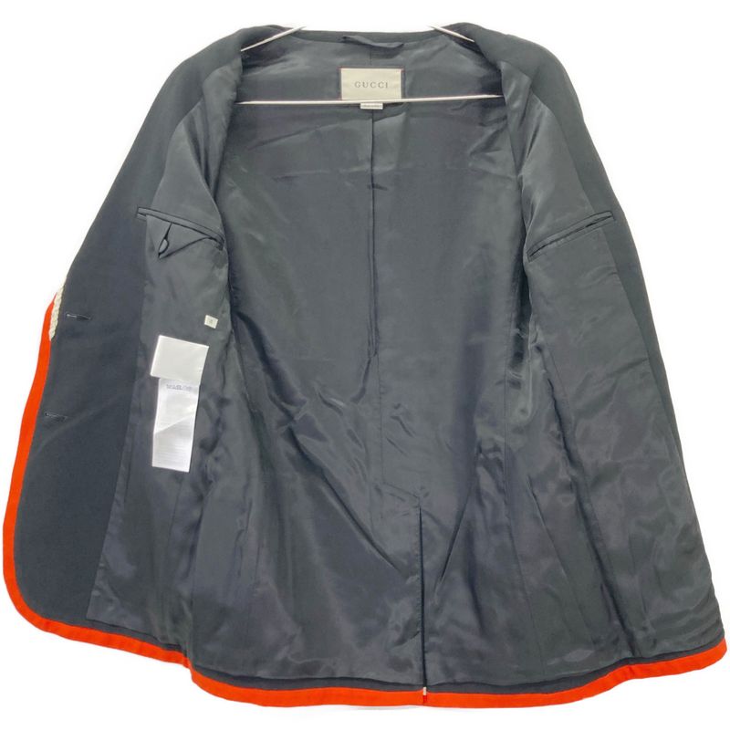 Gucci 19 Year Made 493517 Black GG Button Fox Embroidery Tailored Jacket 36