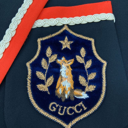 Gucci 19 Year Made 493517 Black GG Button Fox Embroidery Tailored Jacket 36