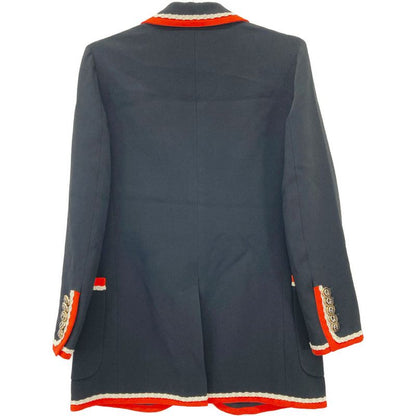 Gucci 19 Year Made 493517 Black GG Button Fox Embroidery Tailored Jacket 36