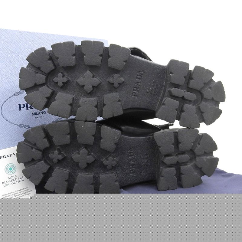 Prada 1x123n Monolith Patted Nappa Leather Sandals Women's Black 39 1 2 39 1 2