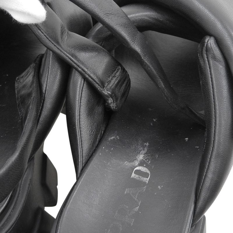 Prada 1x123n Monolith Patted Nappa Leather Sandals Women's Black 39 1 2 39 1 2