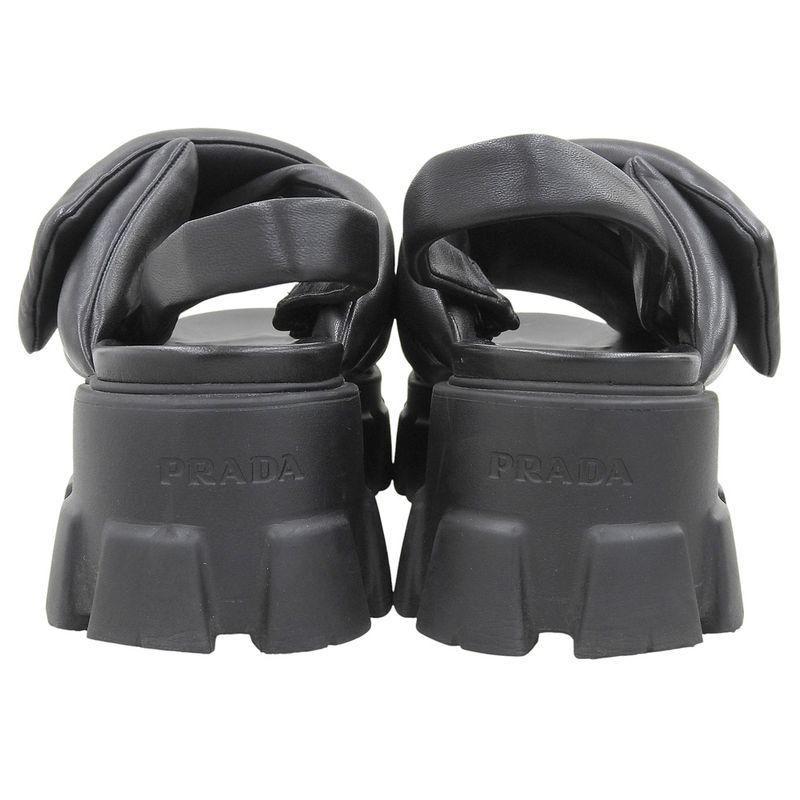 Prada 1x123n Monolith Patted Nappa Leather Sandals Women's Black 39 1 2 39 1 2