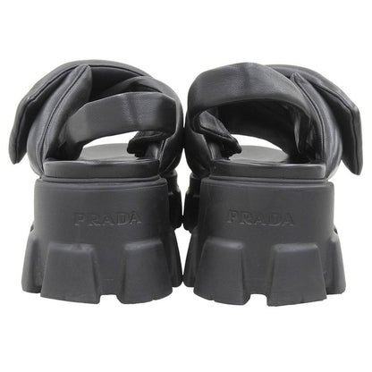 Prada 1x123n Monolith Patted Nappa Leather Sandals Women's Black 39 1 2 39 1 2
