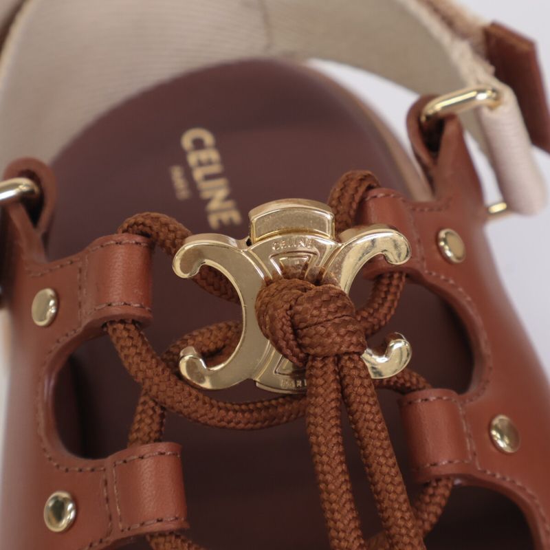 Celine []billy Chunky Sandals Calfskin & Textile 36