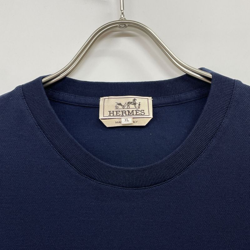 Hermes Navy Cotton Pocket T-shirt XL