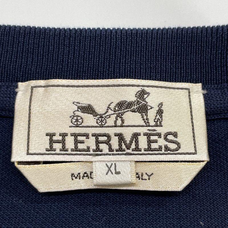 Hermes Navy Cotton Pocket T-shirt XL