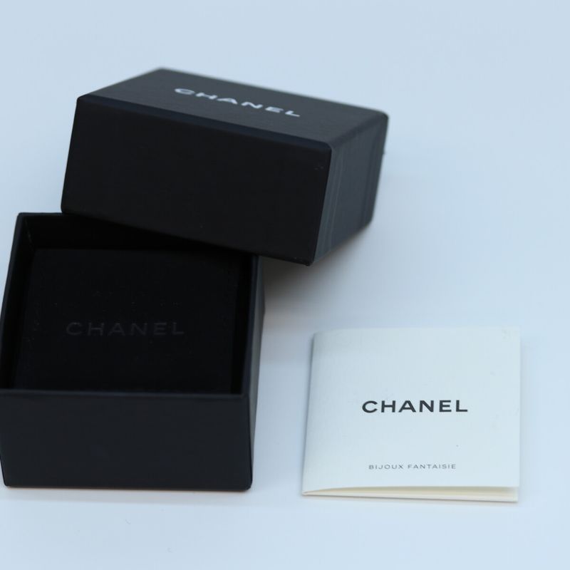 Chanel B21V GP Rhinestone Braided Square Earrings Chain Leather Black Earrings