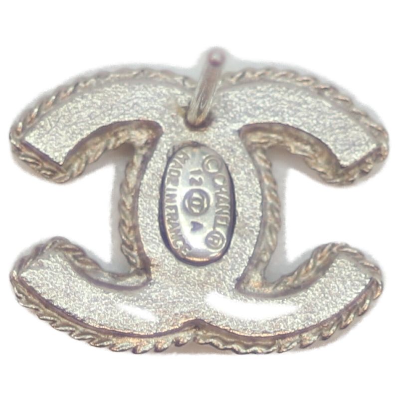 Chanel 12A Silver Coco Mark Earrings Silver Accessories Ladies