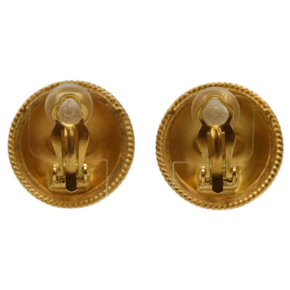Chanel 95P GP Round Coco Mark Earring Matte Gold Accessory Ladies