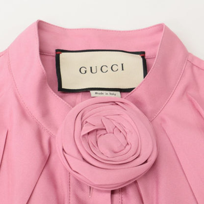 Gucci 519340 17 Years Pink Silk 100 Flirt Pleat Burst Color Shirt Blouse 38
