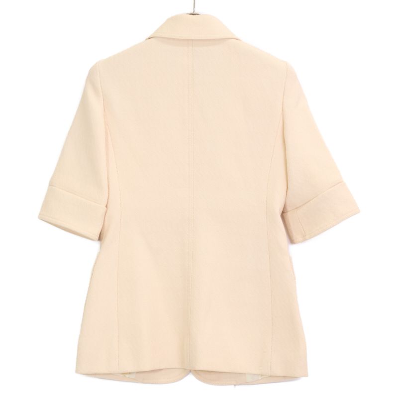 Gucci 643288 21AW Ivory Wool 100 Horsepit Gold Button Short Sleeve Jacket 36