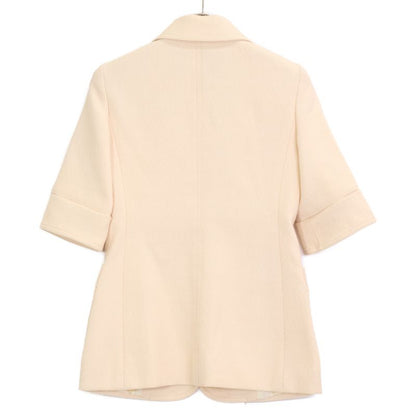 Gucci 643288 21AW Ivory Wool 100 Horsepit Gold Button Short Sleeve Jacket 36