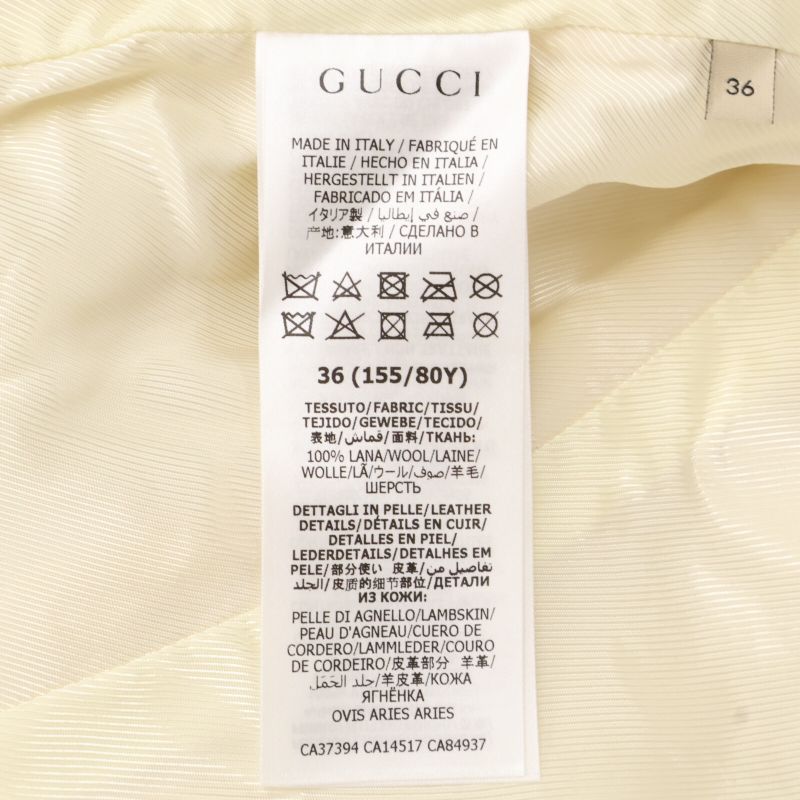 Gucci 643288 21AW Ivory Wool 100 Horsepit Gold Button Short Sleeve Jacket 36