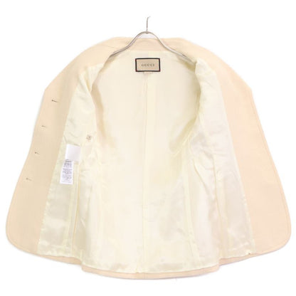 Gucci 643288 21AW Ivory Wool 100 Horsepit Gold Button Short Sleeve Jacket 36