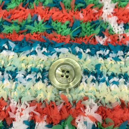 Gucci 691588 Multicolor Cotton Maxi GG Short Sleeve Knit Cardigan XS