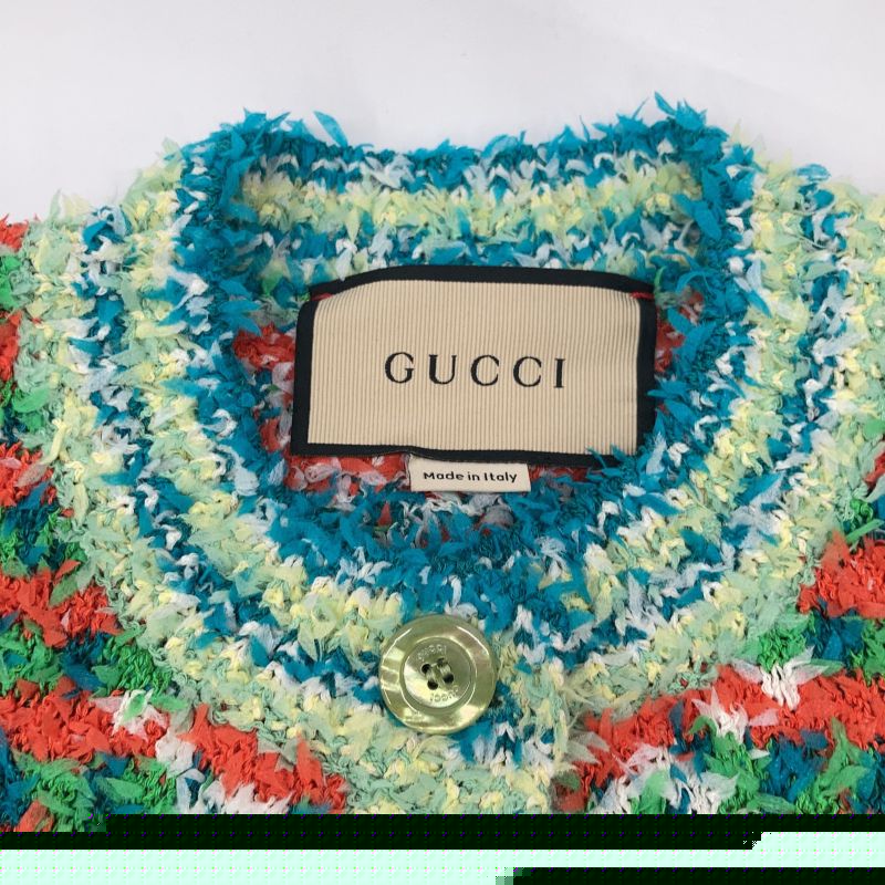 Gucci 691588 Multicolor Cotton Maxi GG Short Sleeve Knit Cardigan XS