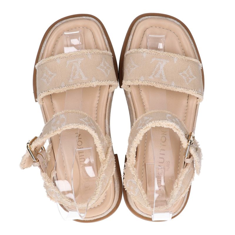 Louis Vuitton [made In 24 Years] Maya Line Monogram Denim Strap Platform 36 1 2