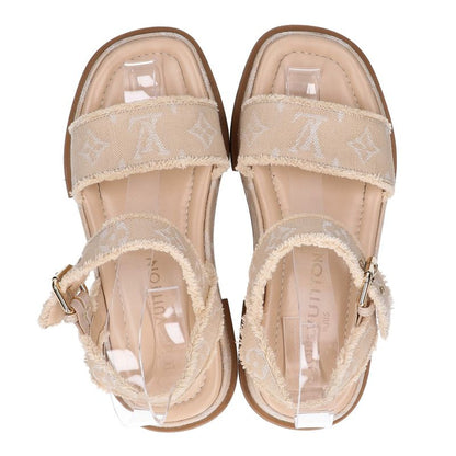 Louis Vuitton [made In 24 Years] Maya Line Monogram Denim Strap Platform 36 1 2