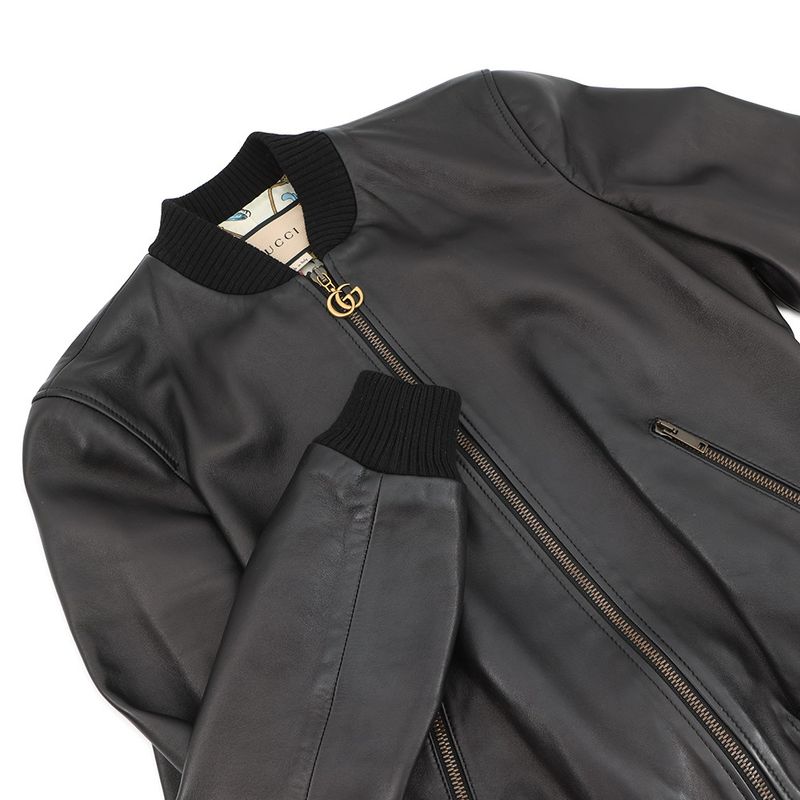 Gucci Jacket Leather 36 Black