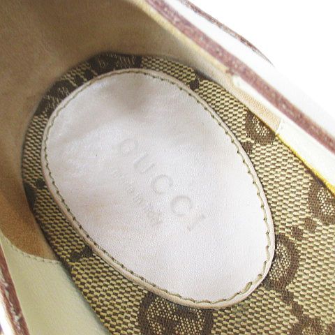 Gucci Heel Loafers Sherry Line 37.5 White Leather Made In Italy