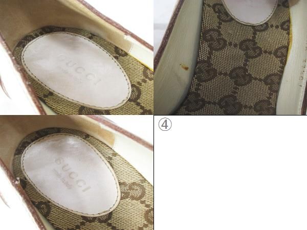 Gucci Heel Loafers Sherry Line 37.5 White Leather Made In Italy