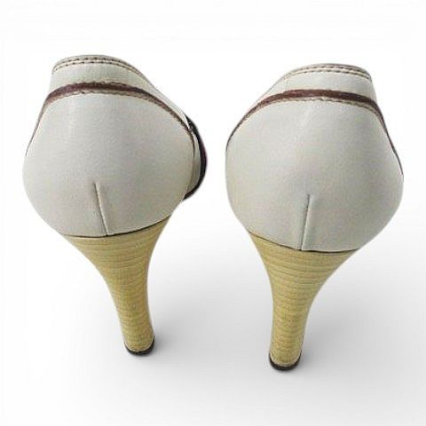 Gucci Heel Loafers Sherry Line 37.5 White Leather Made In Italy