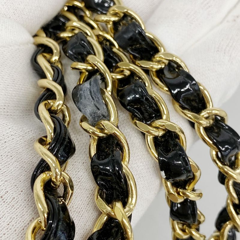 Chanel Shoulder Bag Matelasse Patent Leather Black Gold Hardware Women