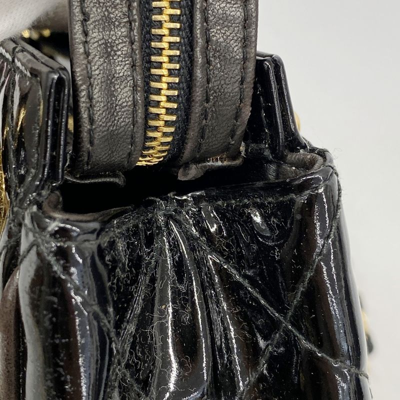 Chanel Shoulder Bag Matelasse Patent Leather Black Gold Hardware Women