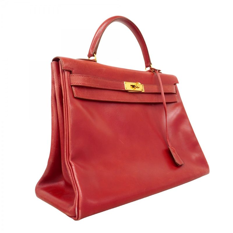 Hermes Handbag Kelly 35 Box Calf Rouge Vif Gold Hardware □C Engraved 2way Bag