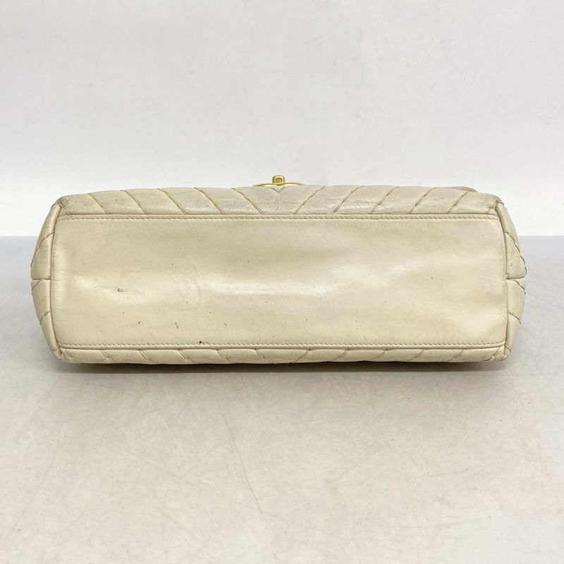 Chanel Shoulder Bag V Stitch Lambskin Beige Gold Hardware Women's