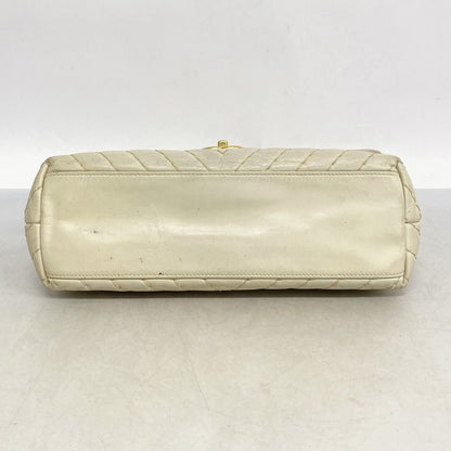 Chanel Shoulder Bag V Stitch Lambskin Beige Gold Hardware Women's