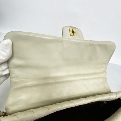 Chanel Shoulder Bag V Stitch Lambskin Beige Gold Hardware Women's