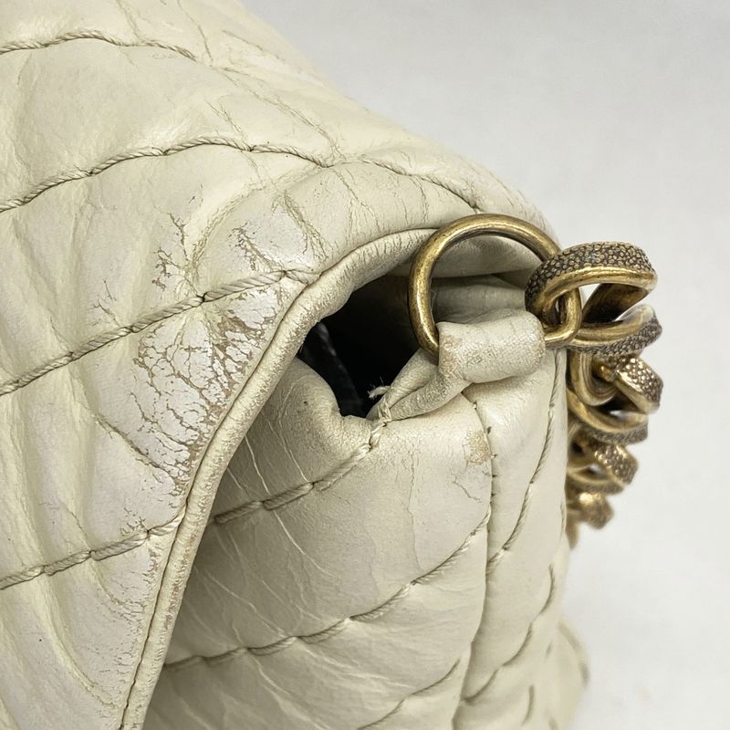 Chanel Shoulder Bag V Stitch Lambskin Beige Gold Hardware Women's