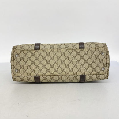 Gucci Tote Bag GG Supreme 114595 PVC Brown Silver Hardware Women's