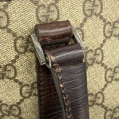 Gucci Tote Bag GG Supreme 114595 PVC Brown Silver Hardware Women's