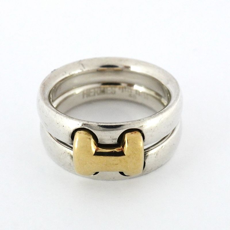 Hermes Ring Olympe 18K Yellow Gold Yellow Gold Silver 925 #48 Ladies