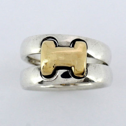Hermes Ring Olympe 18K Yellow Gold Yellow Gold Silver 925 #48 Ladies
