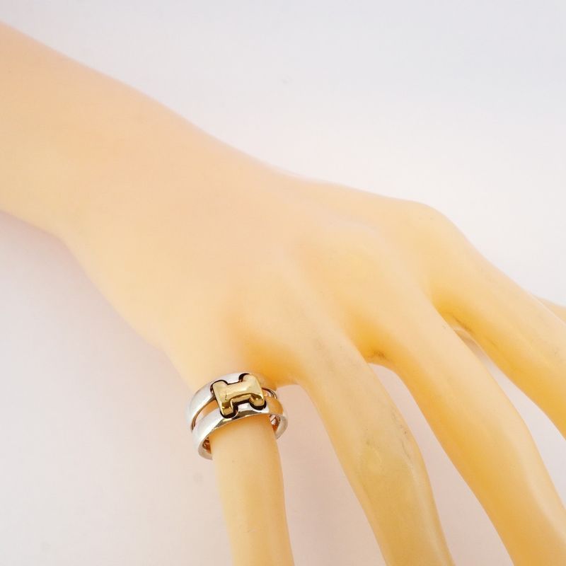 Hermes Ring Olympe 18K Yellow Gold Yellow Gold Silver 925 #48 Ladies