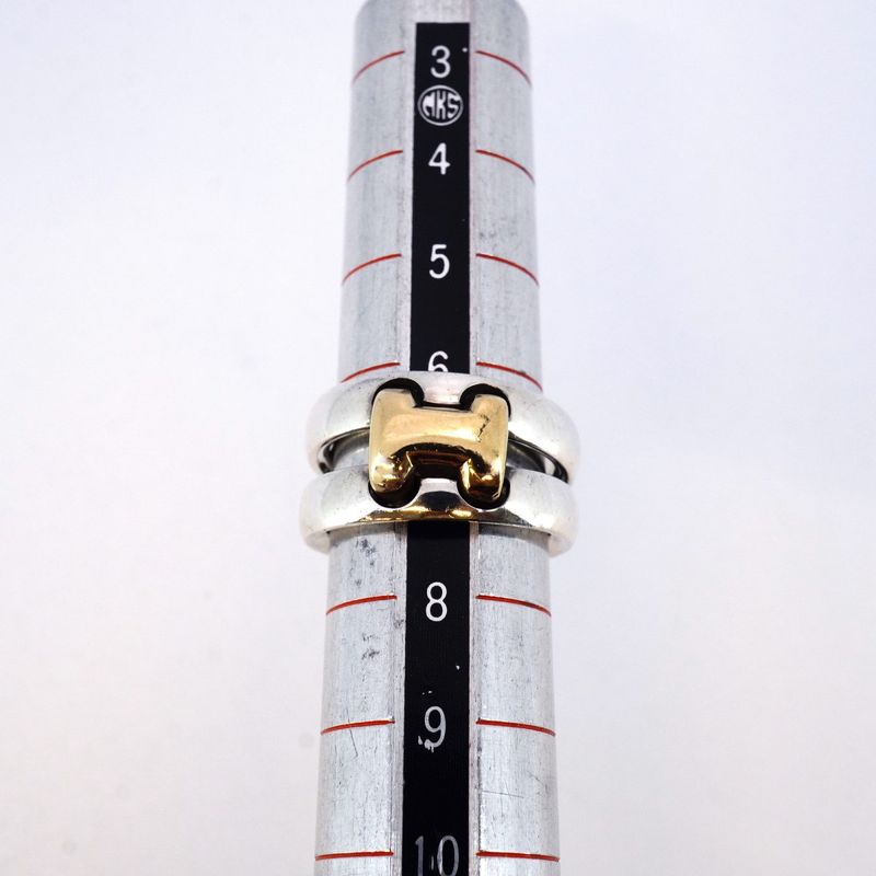 Hermes Ring Olympe 18K Yellow Gold Yellow Gold Silver 925 #48 Ladies