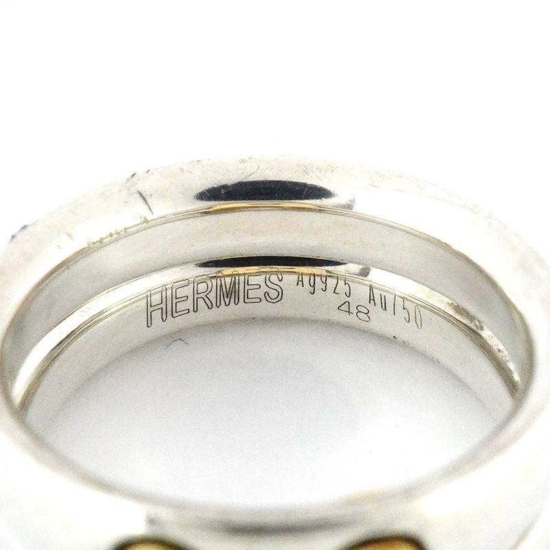 Hermes Ring Olympe 18K Yellow Gold Yellow Gold Silver 925 #48 Ladies