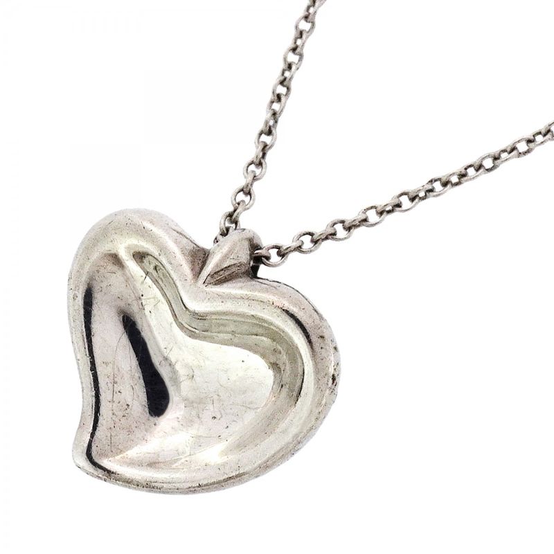 Tiffany & Co Necklace Curved Heart Silver 925 Women's