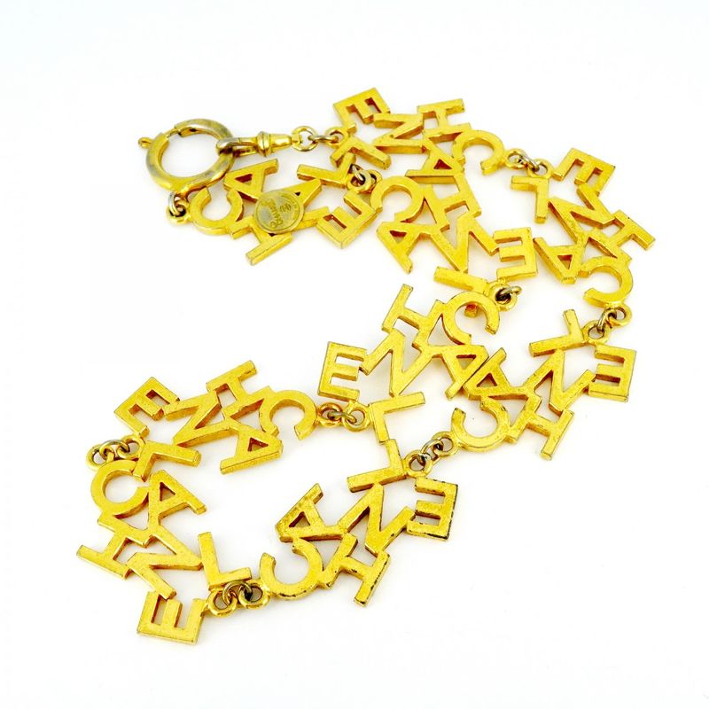 Chanel Necklace Vintage Chanel Logo GP Plating Gold Ladies