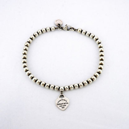 Tiffany & Co Bracelet Return To Heart Ball Chain Silver 925 Women's