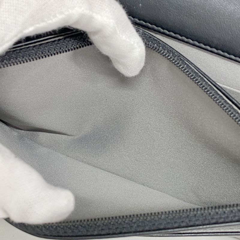 Chanel Shoulder Wallet Patent Leather Black Silver Hardware Women's